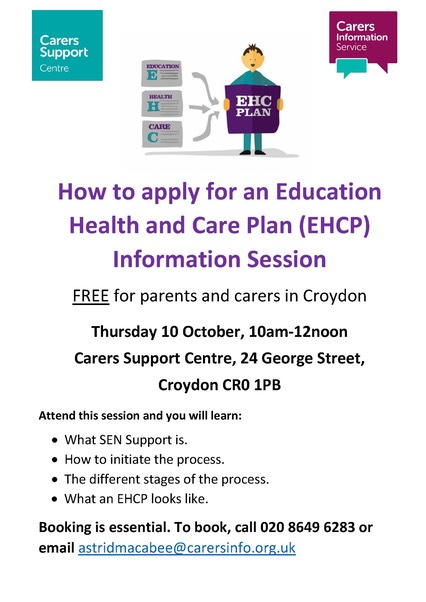 Information session poster How to apply for an EHCP 10.10.19