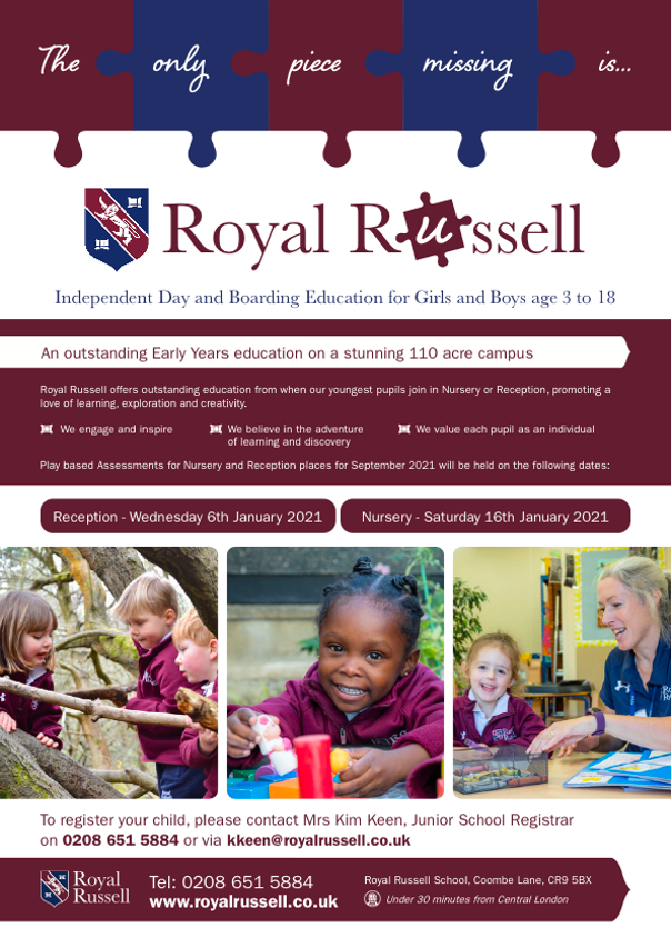 Royal Russell Junior School - Assessment flyer