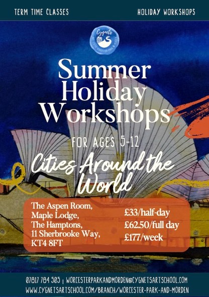 Cygnets Art School Worcester Park and Morden Summer Flyer 2027 copy